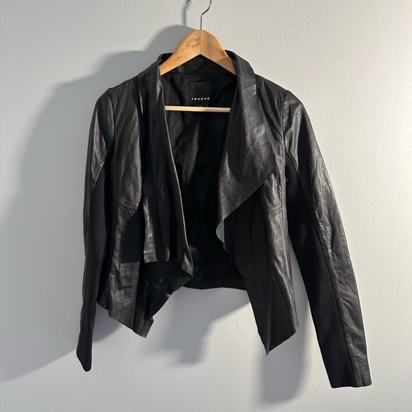 Trouve Jackets & Blazers - Trouvé Real Leather Drape Jacket Women's XS
